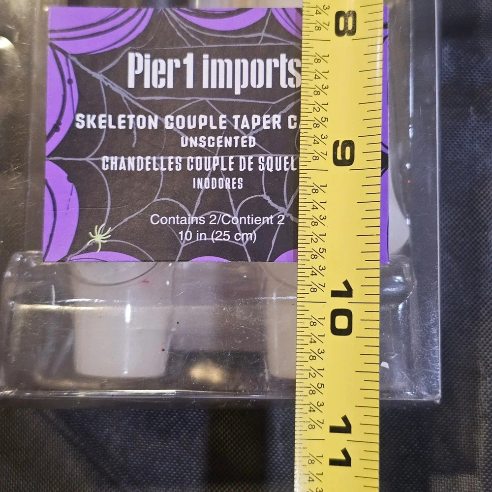 Pier 1 Imports Skeleton Bride and Groom Taper Candles Halloween Decor 10in 2pc